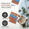 Wood Coasters with Resin - Set of 4 Cup Coasters with Holder - 4 x 4 Inches - Unique, Handmade, & Aesthetically Pleasing for Home, Office, Bar Decor - Modern, Rustic, Blue